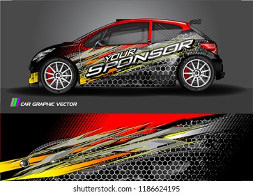 Car decal design vector. abstract racing graphic stripe background kit for vehicle vinyl wrap, race car sticker, and rally livery