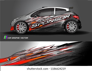 Car decal design vector. abstract racing graphic stripe background kit for vehicle vinyl wrap, race car sticker, and rally livery