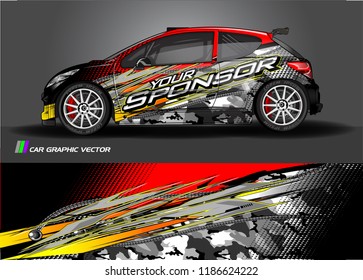 Car decal design vector. abstract racing graphic stripe background kit for vehicle vinyl wrap, race car sticker, and rally livery