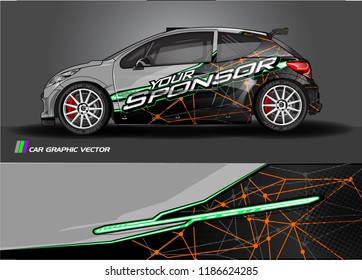 Car decal design vector. abstract racing graphic stripe background kit for vehicle vinyl wrap, race car sticker, and rally livery