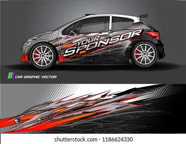 Car decal design vector. abstract racing graphic stripe background kit for vehicle vinyl wrap, race car sticker, and rally livery