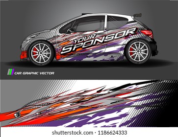 Car decal design vector. abstract racing graphic stripe background kit for vehicle vinyl wrap, race car sticker, and rally livery