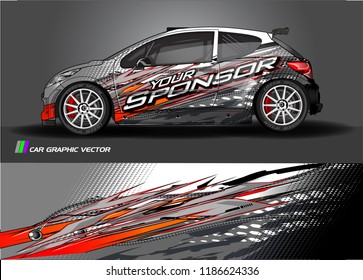 Car decal design vector. abstract racing graphic stripe background kit for vehicle vinyl wrap, race car sticker, and rally livery