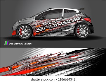 Car decal design vector. abstract racing graphic stripe background kit for vehicle vinyl wrap, race car sticker, and rally livery