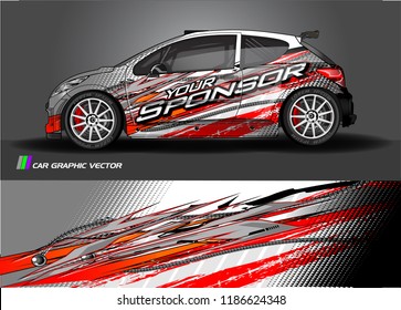 Car decal design vector. abstract racing graphic stripe background kit for vehicle vinyl wrap, race car sticker, and rally livery