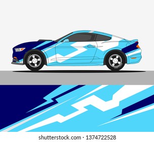 Car decal design vector. abstract racing graphic stripe background kit for vehicle vinyl wrap, race car sticker, and rally livery