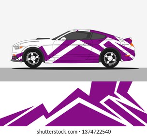 Car decal design vector. abstract racing graphic stripe background kit for vehicle vinyl wrap, race car sticker, and rally livery