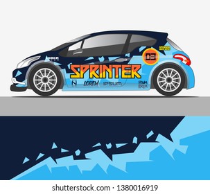 Car decal design vector. abstract racing graphic stripe background kit for vehicle vinyl wrap