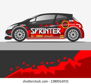 Car decal design vector. abstract racing graphic stripe background kit for vehicle vinyl wrap
