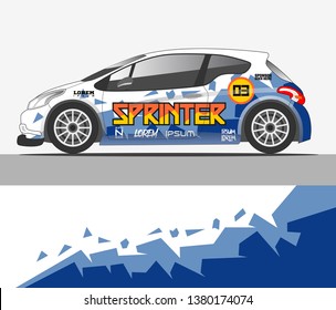 Car decal design vector. abstract racing graphic stripe background kit for vehicle vinyl wrap, race car sticker, and rally livery
