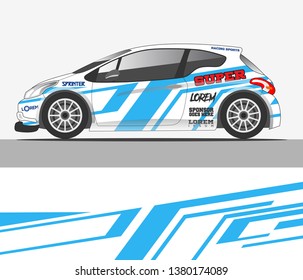 Car decal design vector. abstract racing graphic stripe background kit for vehicle vinyl wrap, race car sticker, and rally livery