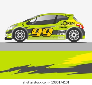 Car decal design vector. abstract racing graphic stripe background kit for vehicle vinyl wrap, race car sticker, and rally livery