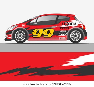 Car decal design vector. abstract racing graphic stripe background kit for vehicle vinyl wrap, race car sticker, and rally livery