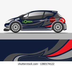 Car decal design vector. abstract racing graphic stripe background kit for vehicle vinyl wrap, race car sticker, and rally livery