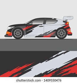 Car decal design vector. abstract racing graphic stripe background kit for vehicle vinyl wrap, race car sticker, and rally livery
