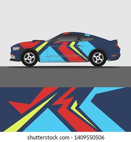 Car decal design vector. abstract racing graphic stripe background kit for vehicle vinyl wrap, race car sticker, and rally livery
