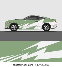 Car decal design vector. abstract racing graphic stripe background kit for vehicle vinyl wrap, race car sticker, and rally livery
