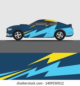 Car decal design vector. abstract racing graphic stripe background kit for vehicle vinyl wrap, race car sticker, and rally livery

