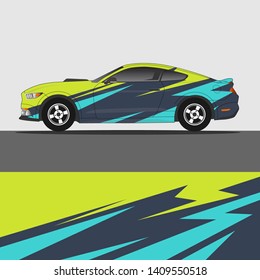 Car decal design vector. abstract racing graphic stripe background kit for vehicle vinyl wrap, race car sticker, and rally livery
