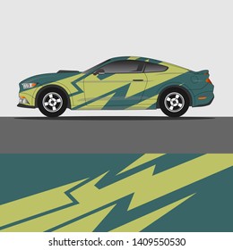 Car decal design vector. abstract racing graphic stripe background kit for vehicle vinyl wrap, race car sticker, and rally livery
