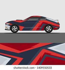 Car decal design vector. abstract racing graphic stripe background kit for vehicle vinyl wrap, race car sticker, and rally livery
