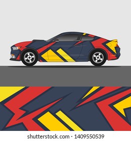 Car decal design vector. abstract racing graphic stripe background kit for vehicle vinyl wrap, race car sticker, and rally livery
