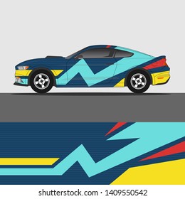 Car decal design vector. abstract racing graphic stripe background kit for vehicle vinyl wrap, race car sticker, and rally livery
