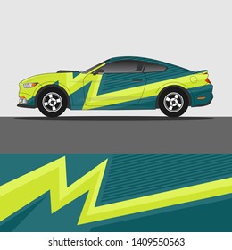 Car decal design vector. abstract racing graphic stripe background kit for vehicle vinyl wrap, race car sticker, and rally livery
