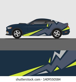 Car decal design vector. abstract racing graphic stripe background kit for vehicle vinyl wrap, race car sticker, and rally livery

