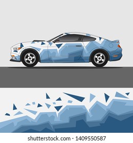 Car decal design vector. abstract racing graphic stripe background kit for vehicle vinyl wrap, race car sticker, and rally livery
