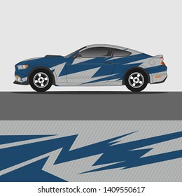 Car decal design vector. abstract racing graphic stripe background kit for vehicle vinyl wrap, race car sticker, and rally livery
