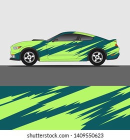 Car decal design vector. abstract racing graphic stripe background kit for vehicle vinyl wrap, race car sticker, and rally livery
