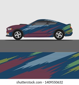 Car decal design vector. abstract racing graphic stripe background kit for vehicle vinyl wrap, race car sticker, and rally livery
