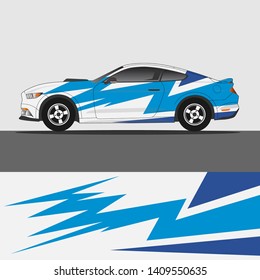 Car decal design vector. abstract racing graphic stripe background kit for vehicle vinyl wrap, race car sticker, and rally livery
