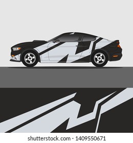 Car decal design vector. abstract racing graphic stripe background kit for vehicle vinyl wrap, race car sticker, and rally livery
