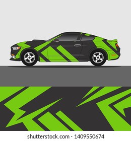 Car decal design vector. abstract racing graphic stripe background kit for vehicle vinyl wrap, race car sticker, and rally livery
