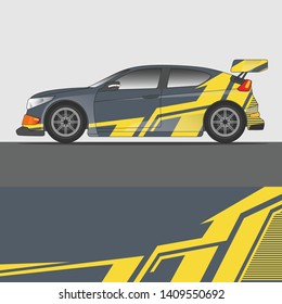 Car decal design vector. abstract racing graphic stripe background kit for vehicle vinyl wrap, race car sticker, and rally livery
