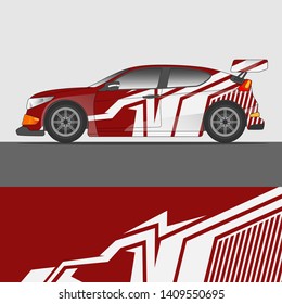 Car decal design vector. abstract racing graphic stripe background kit for vehicle vinyl wrap, race car sticker, and rally livery
