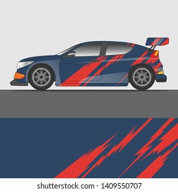 Car decal design vector. abstract racing graphic stripe background kit for vehicle vinyl wrap, race car sticker, and rally livery
