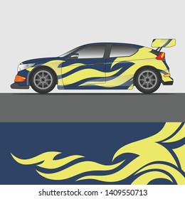 Car decal design vector. abstract racing graphic stripe background kit for vehicle vinyl wrap, race car sticker, and rally livery
