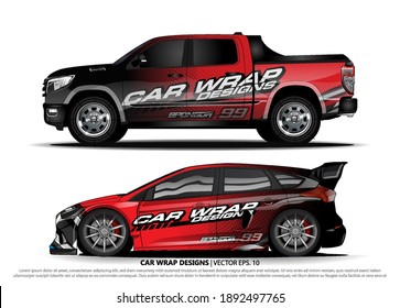 Car Decal Design Vector. Abstract Background For Vehicle Vinyl Wrap
