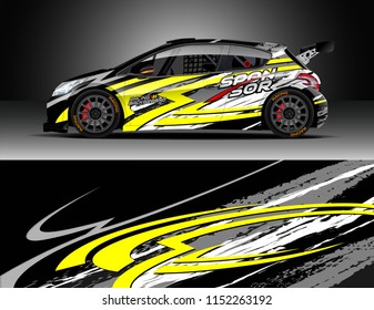 Car decal design vector. Graphic abstract stripe racing background designs for vehicle, race, rally, adventure and car racing livery.