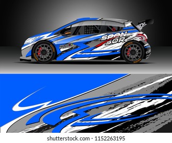 Car decal design vector. Graphic abstract stripe racing background designs for vehicle, race, rally, adventure and car racing livery.
