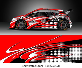 Car decal design vector. Graphic abstract stripe racing background designs for vehicle, race, rally, adventure and car racing livery.