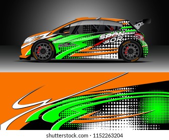 Car decal design vector. Graphic abstract stripe racing background designs for vehicle, race, rally, adventure and car racing livery.