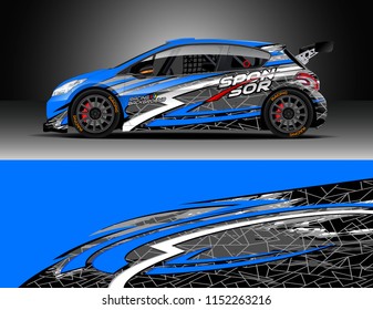 Car decal design vector. Graphic abstract stripe racing background designs for vehicle, race, rally, adventure and car racing livery.