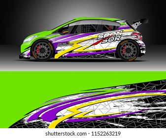 Car decal design vector. Graphic abstract stripe racing background designs for vehicle, race, rally, adventure and car racing livery.