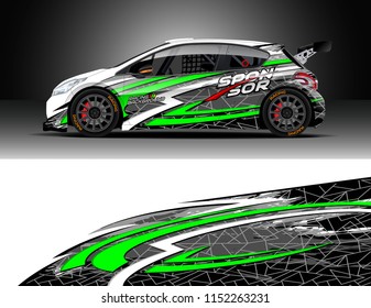 Car decal design vector. Graphic abstract stripe racing background designs for vehicle, race, rally, adventure and car racing livery.
