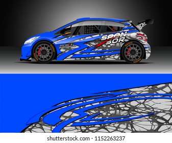 Car decal design vector. Graphic abstract stripe racing background designs for vehicle, race, rally, adventure and car racing livery.