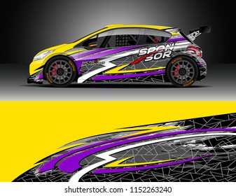 Car decal design vector. Graphic abstract stripe racing background designs for vehicle, race, rally, adventure and car racing livery.